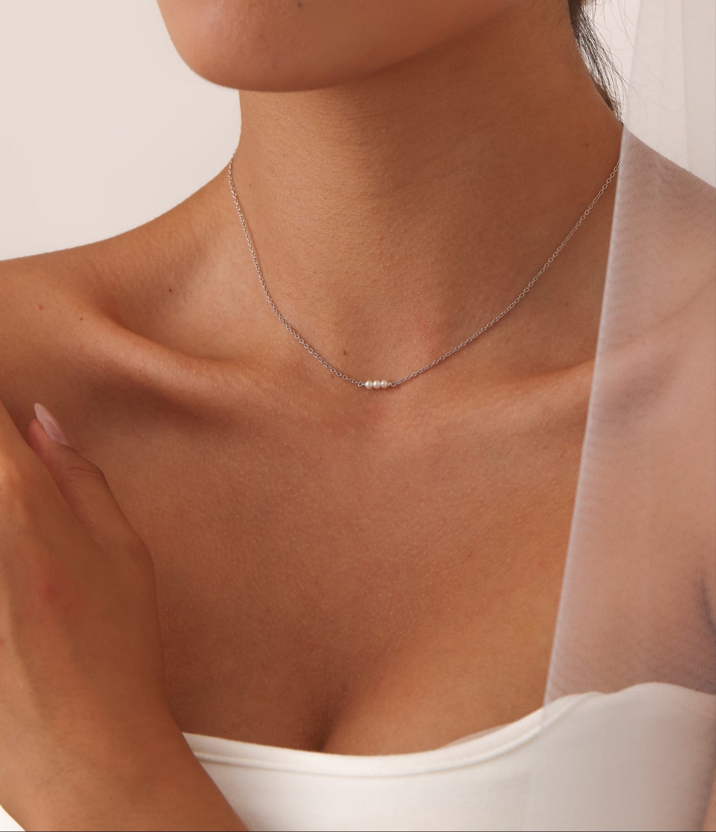 Sterling Silver Pearl Necklace - Mira