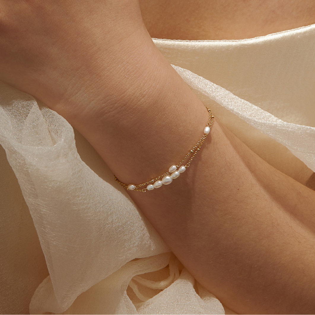 14k Gold Vermeil Starlit Pearl Bracelet