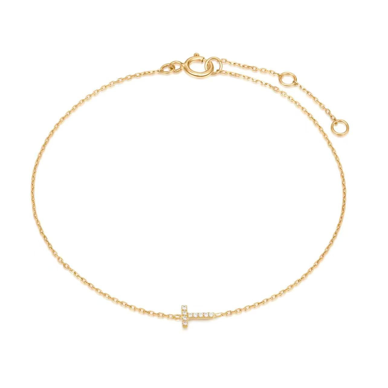 9K Solid Gold Initial Charm Bracelet