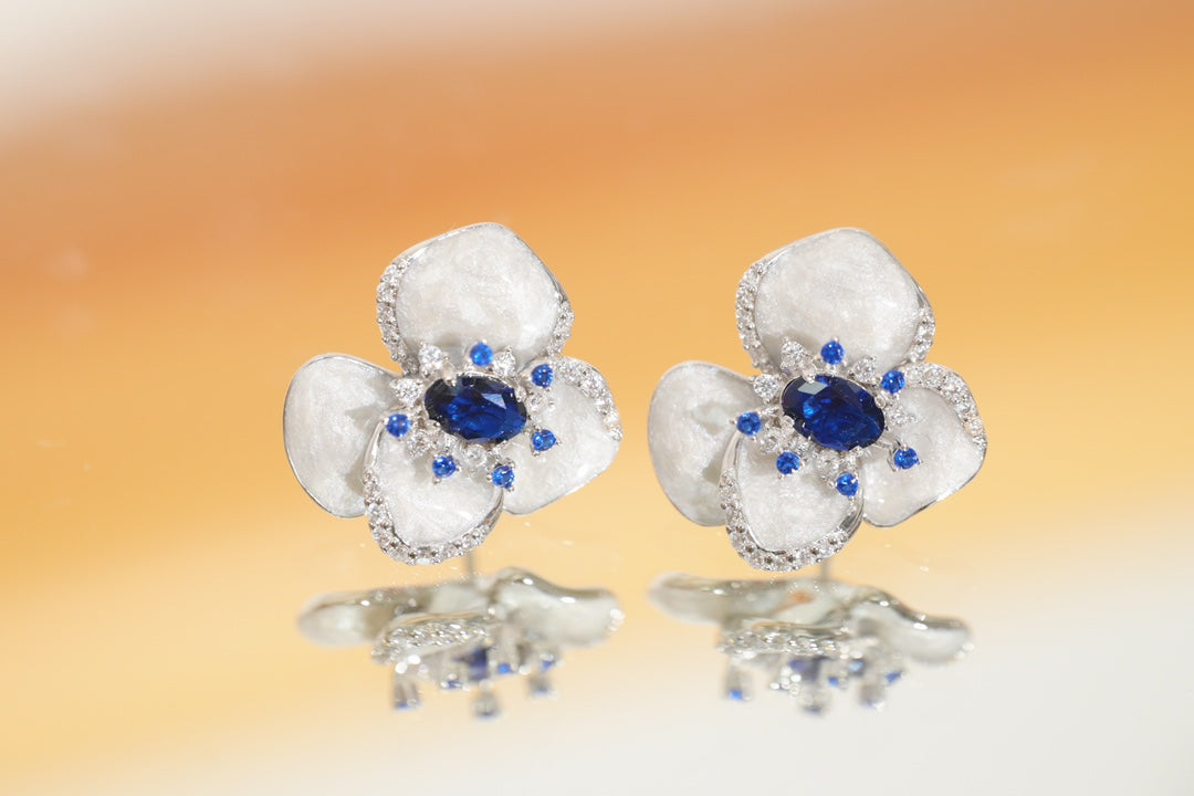 Earring | Enamel and Lab-Grown Sapphire