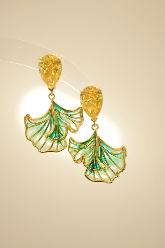 18K Gold Plated Serene Ginkgo Earrings