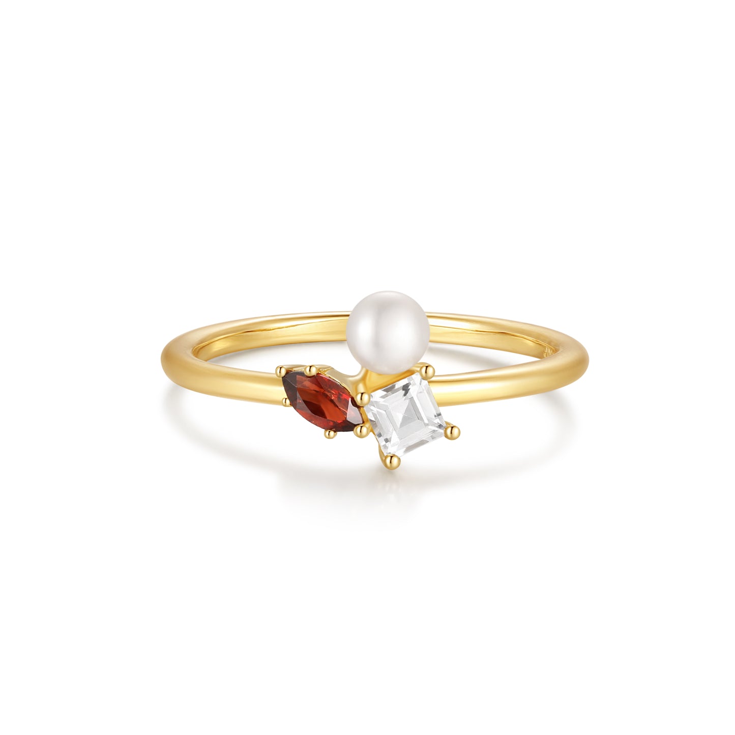 18K Gold Vermeil Pearl Trinity Glow Ring