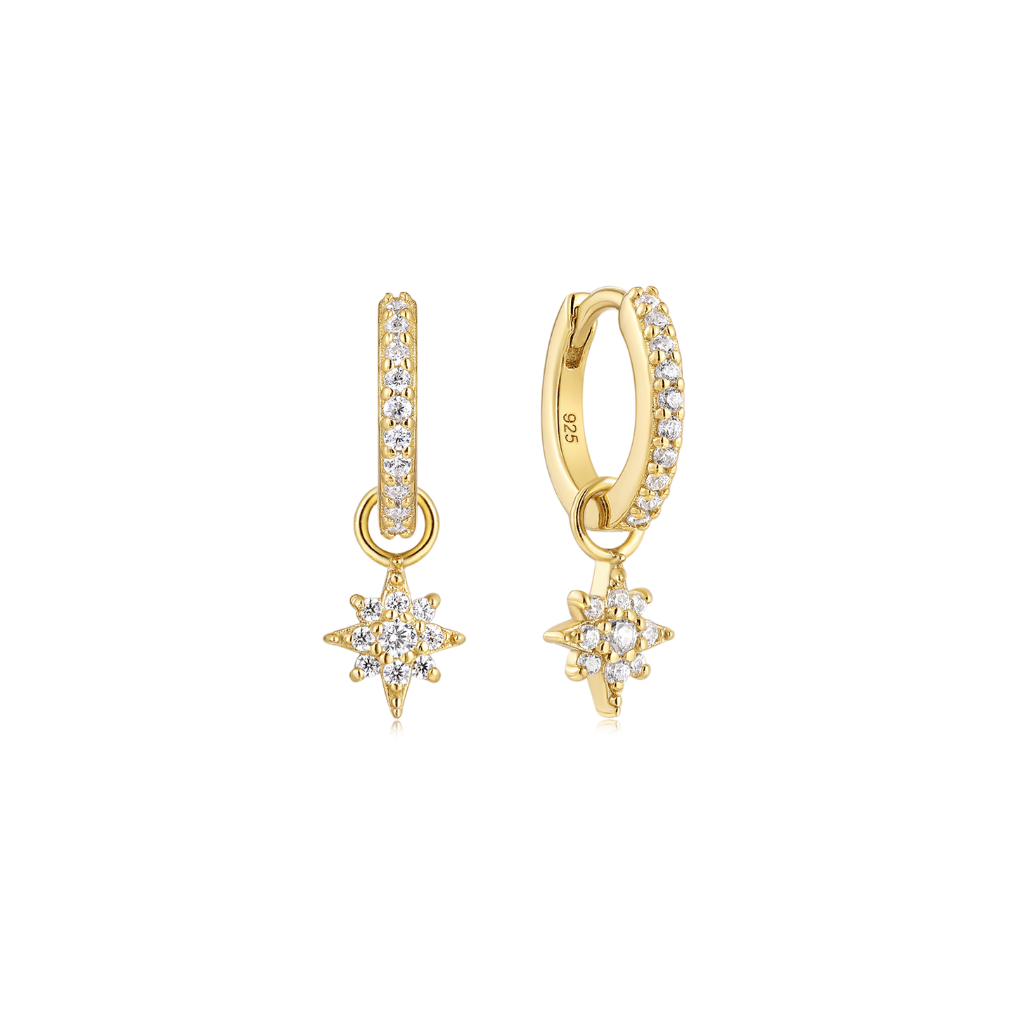 18K Gold Vermeil Diamond Star Earring