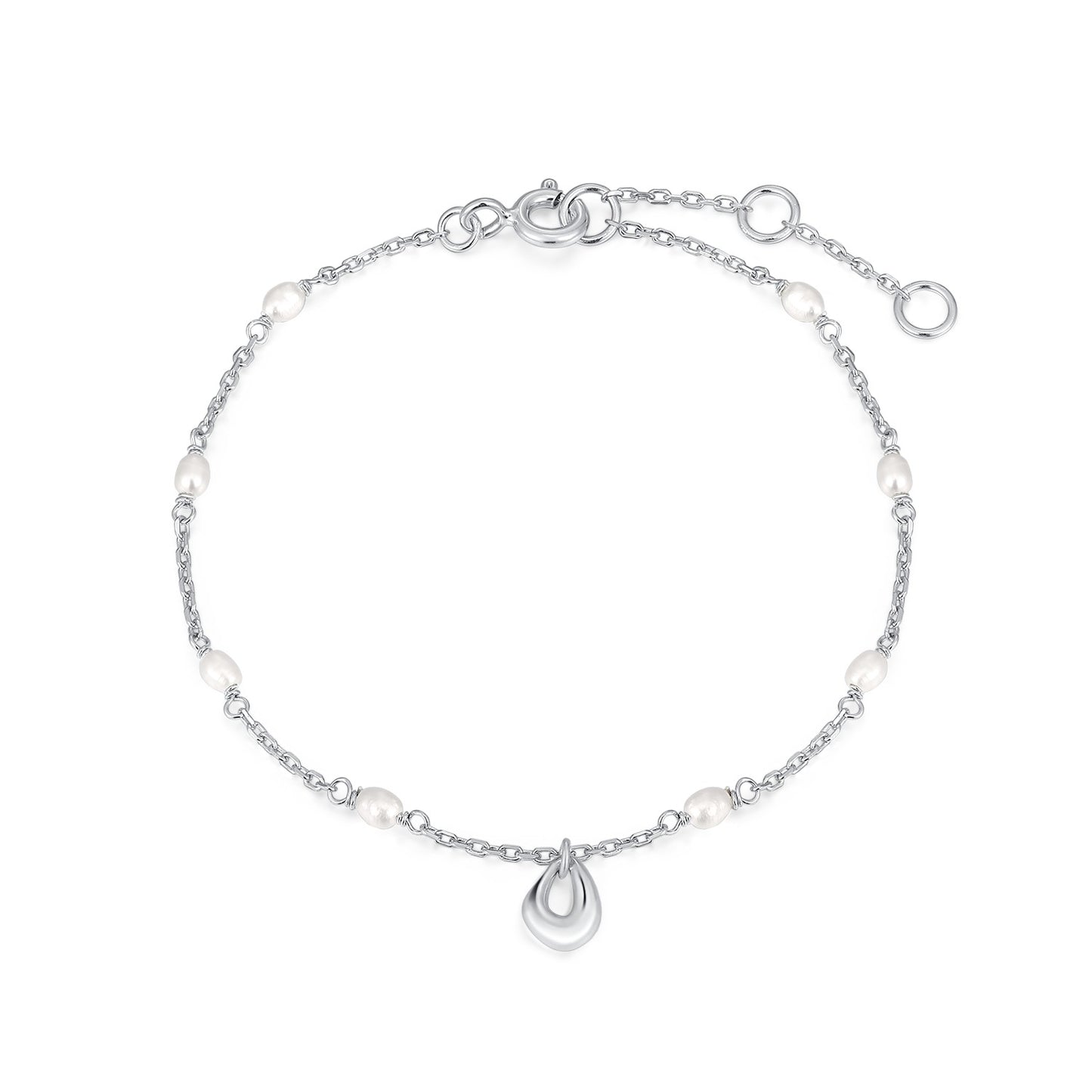 Sterling Silver with Rhodium Plating Unique twinning Pearl Bracelet