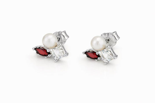 Sterling Silver Pearl Trinity Glow Earrings