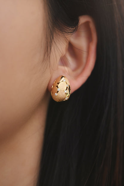 Vintage Style | 18K Gold Plated Brushed Earrings