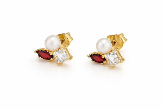 18K Gold Vermeil Pearl Trinity Glow Earrings