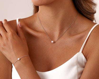 Sterling Silver Pearl Necklace - Meteor