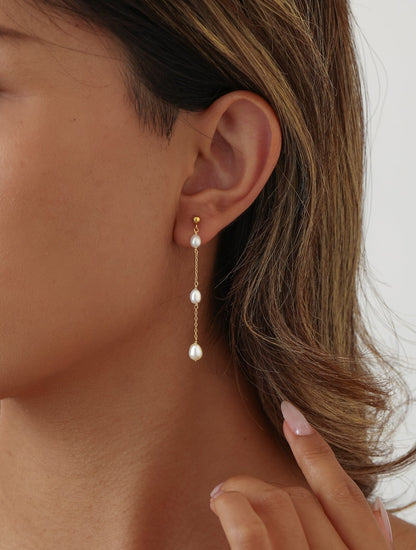 14K Gold Filled Pearl Earring - Oval