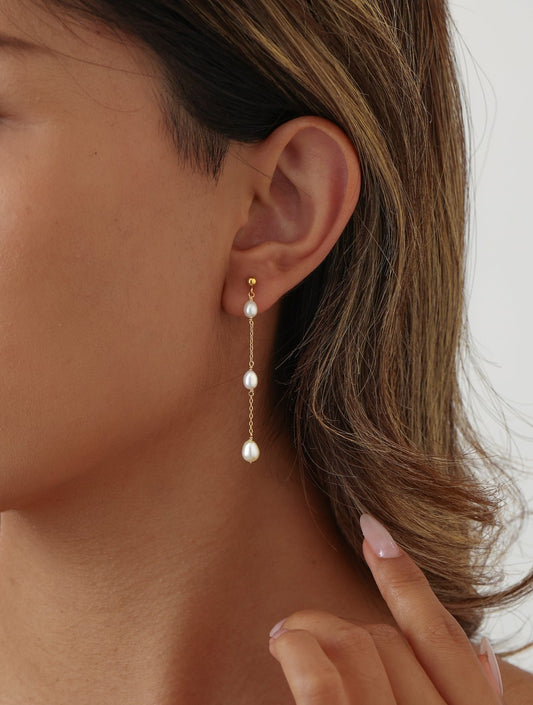 14K Gold Filled Pearl Earring - Oval