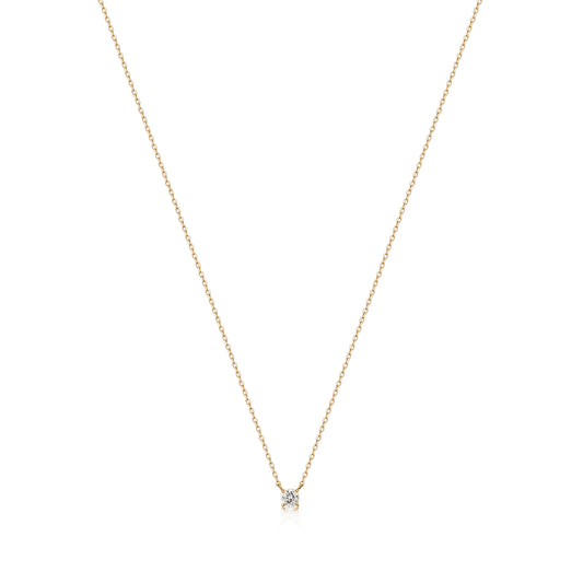 9k Solid Gold Solitare Lab-Grown Diamond Necklace