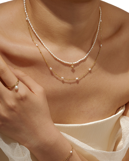 14k Gold Vermeil Starlit Pearl Necklace