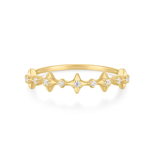 Sterling Silver 14K Gold Plating Galaxy Ring