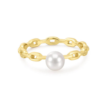 18K Gold Vermeil Pearl Ring