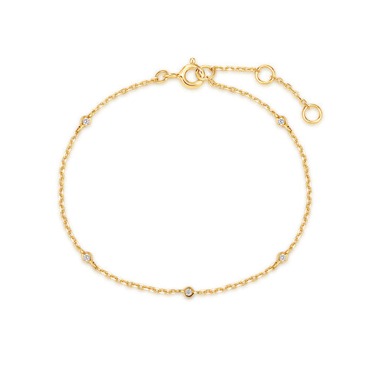 9K Solid Gold Bezel Set Lab-Diamond Bracelet