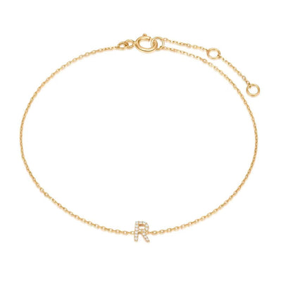 9K Solid Gold Initial Charm Bracelet