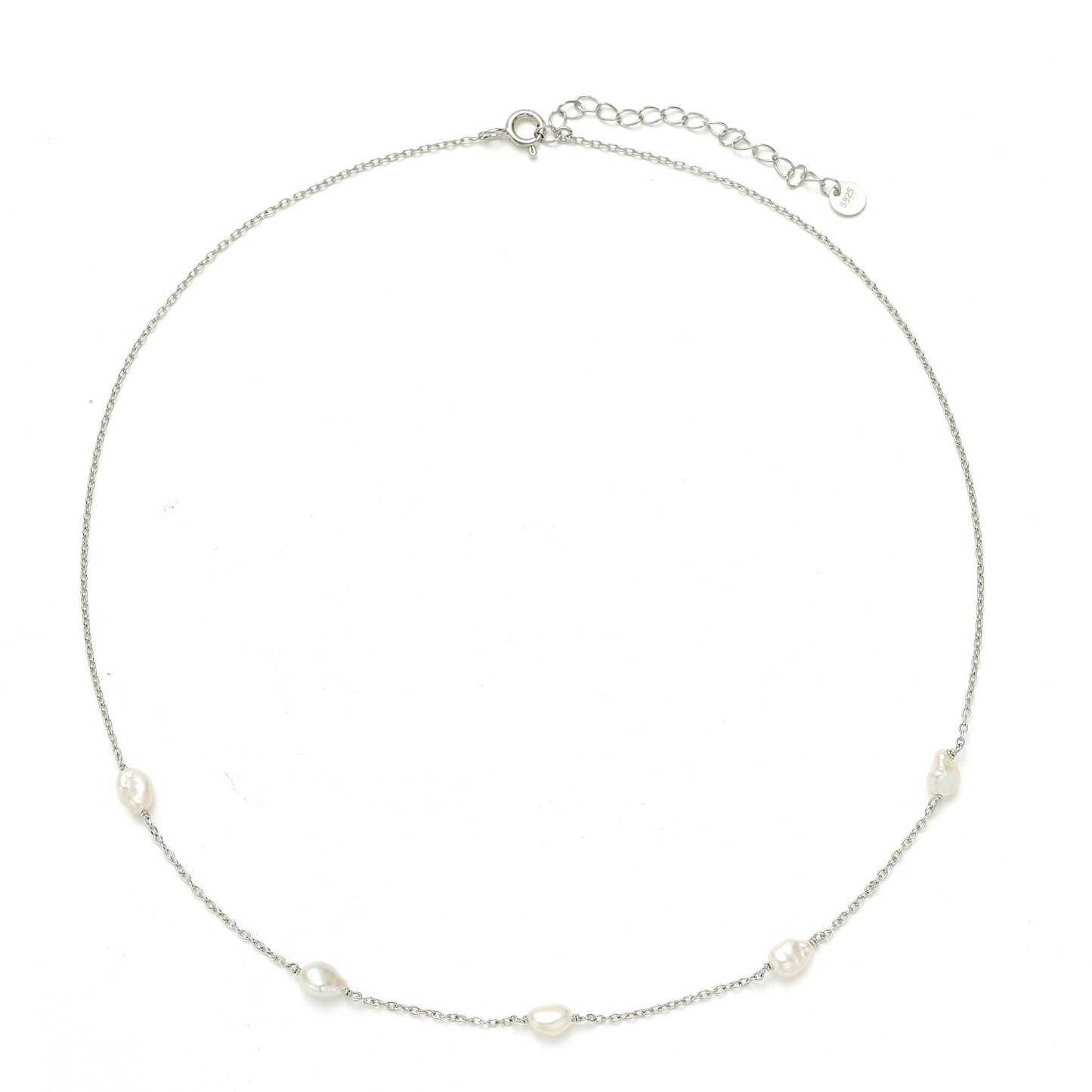 Sterling Silver Pearl Necklace - Nebula