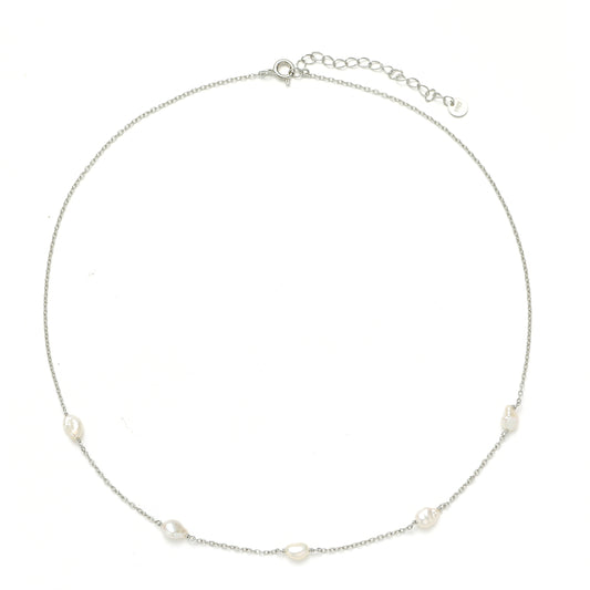 Sterling Silver Pearl Necklace - Nebula