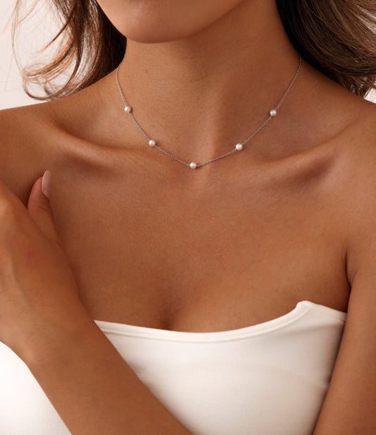 Sterling Silver Pearl Necklace - Astrid