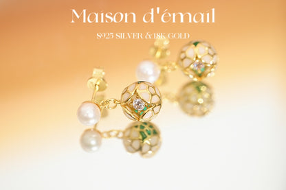 The Enamel and Pearl Drop Earring