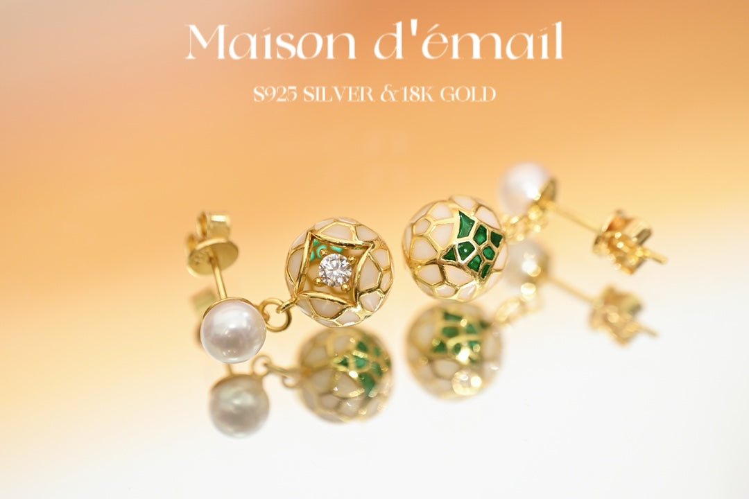 The Enamel and Pearl Drop Earring