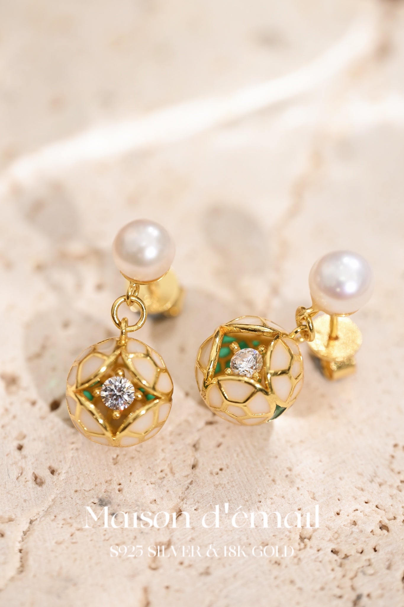 The Enamel and Pearl Drop Earring