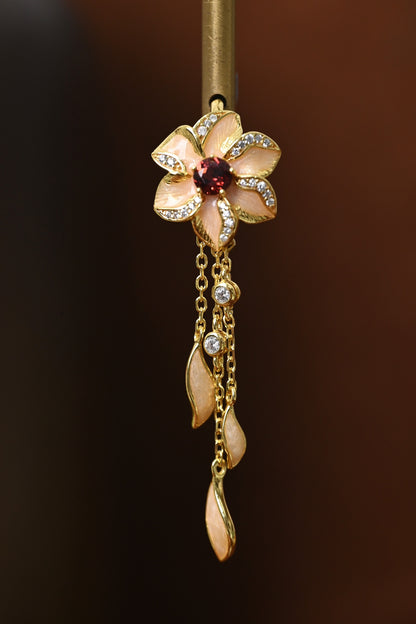 Earring | Enamel and Garnet