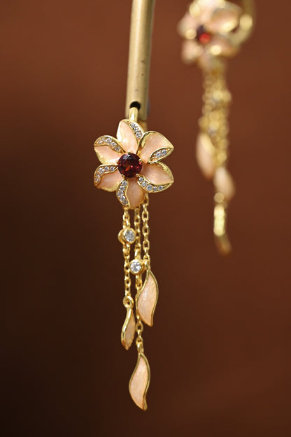 Earring | Enamel and Garnet