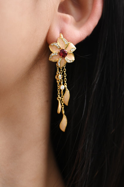 Earring | Enamel and Garnet