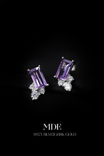 Sterling Silver Natural Amethyst Earring Studs