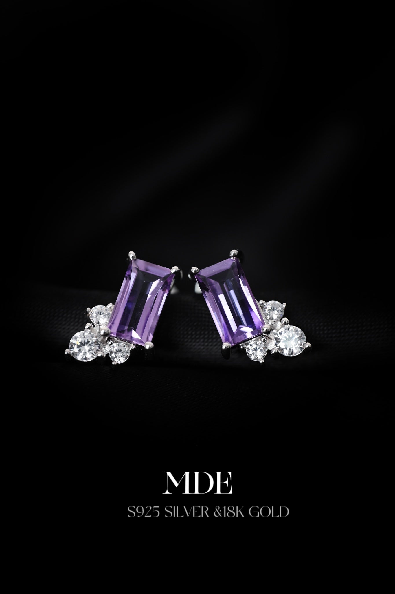 Sterling Silver Natural Amethyst Earring Studs