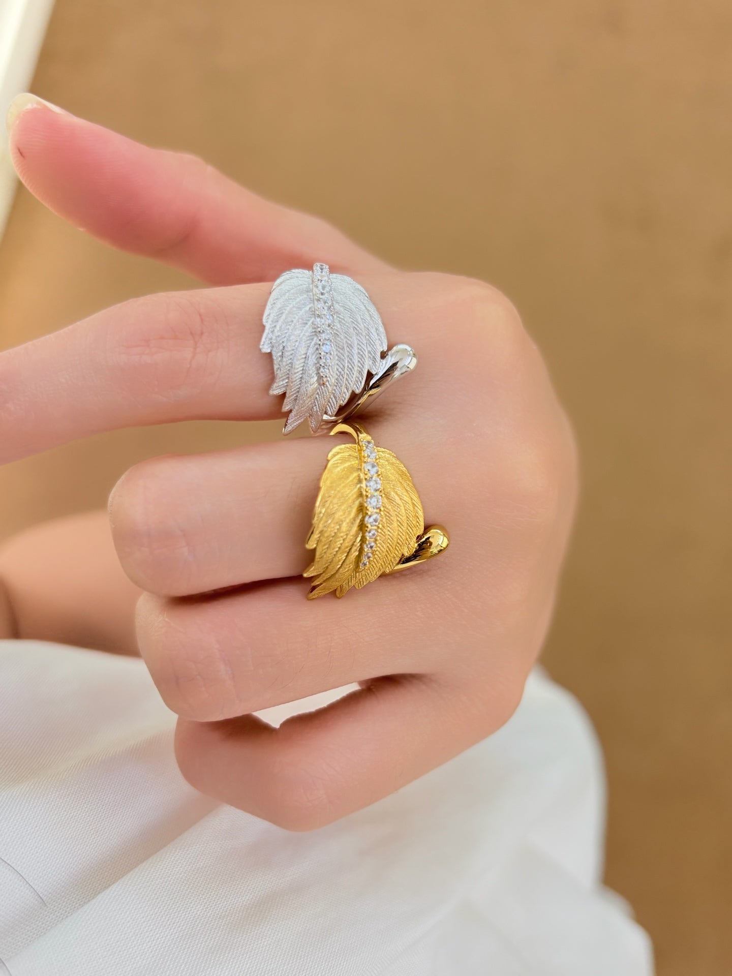 18K Gold Plated Angel Feather Ring