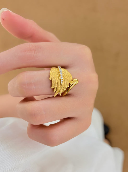 18K Gold Plated Angel Feather Ring