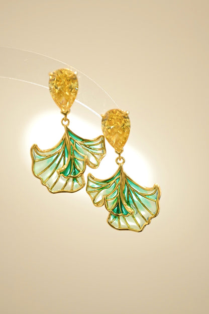 18K Gold Plated Serene Ginkgo Earrings