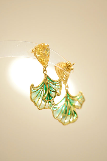 18K Gold Plated Serene Ginkgo Earrings