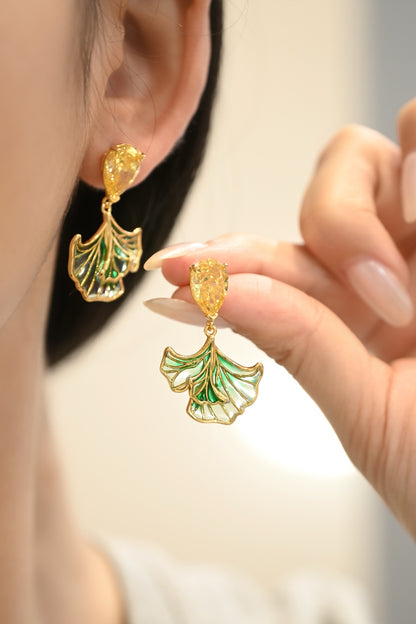 18K Gold Plated Serene Ginkgo Earrings