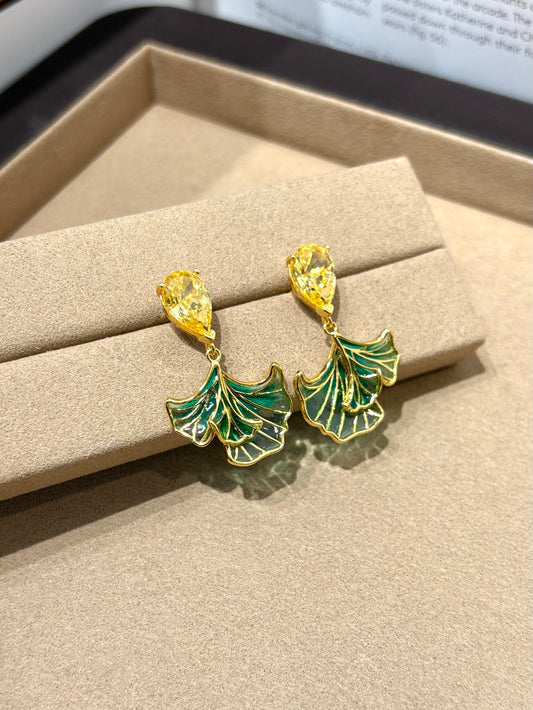 18K Gold Plated Serene Ginkgo Earrings