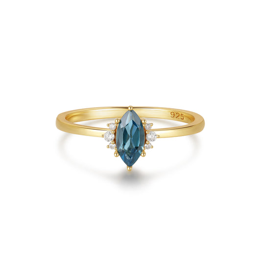 18K Gold Vermeil London Blue Topaz Ring