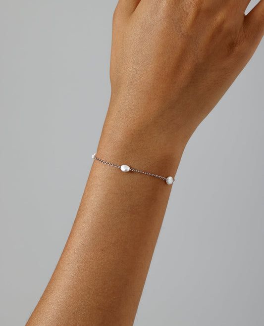 Sterling Silver Pearl Bracelet - Nebula