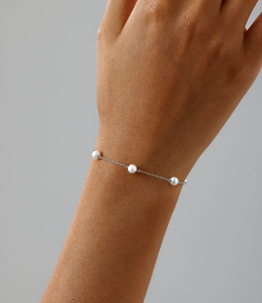 Sterling Silver Pearl Bracelet - Astrid