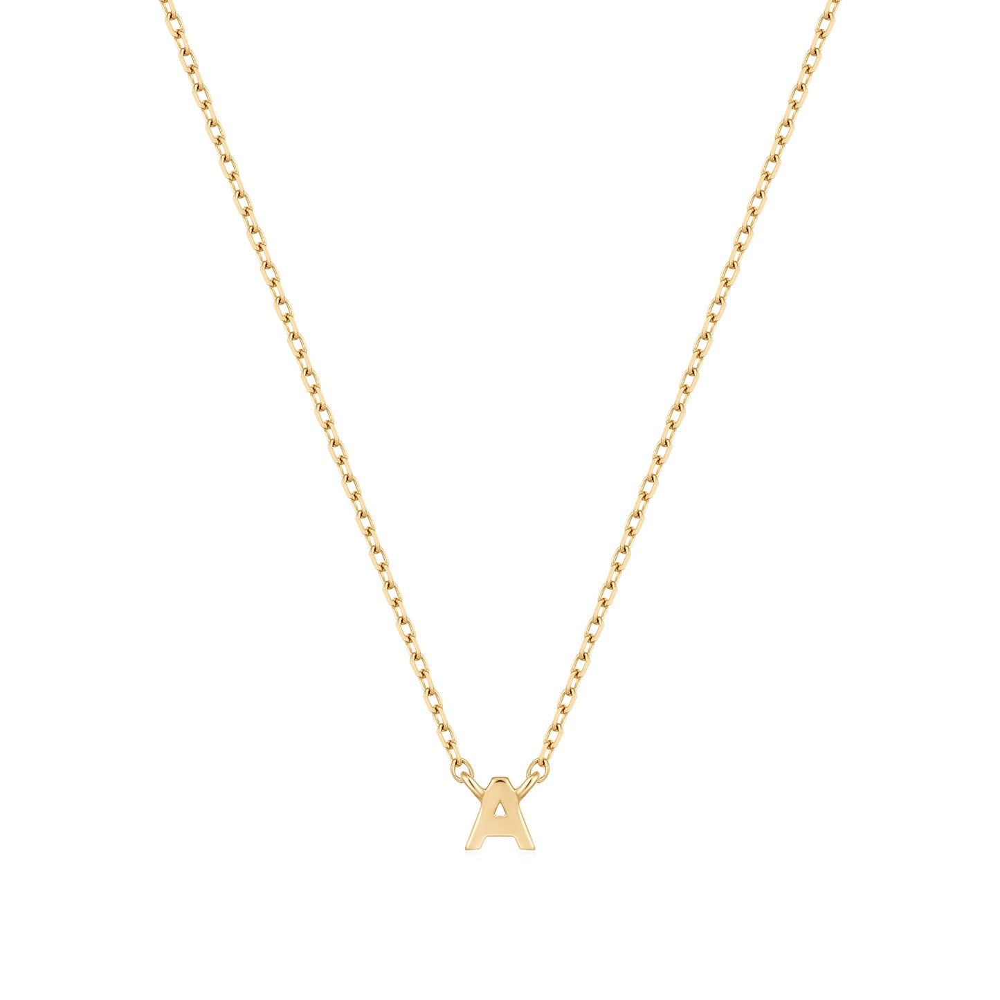 9K Solid Gold Initial Charm Necklace