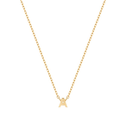 9K Solid Gold Initial Charm Necklace