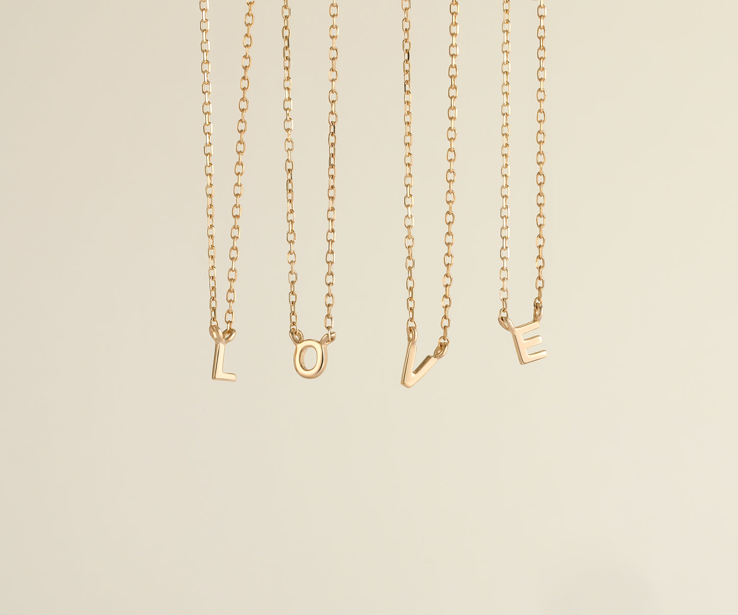 9K Solid Gold Initial Charm Necklace