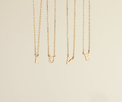 9K Solid Gold Initial Charm Necklace