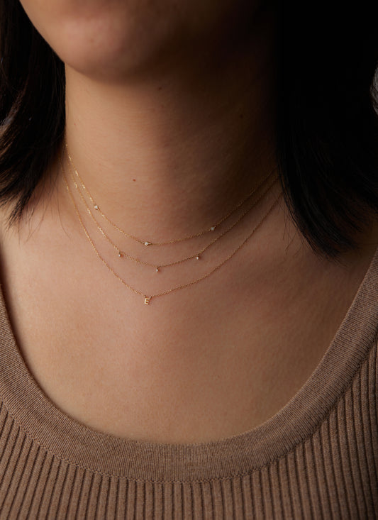 9K Solid Gold Initial Charm Necklace