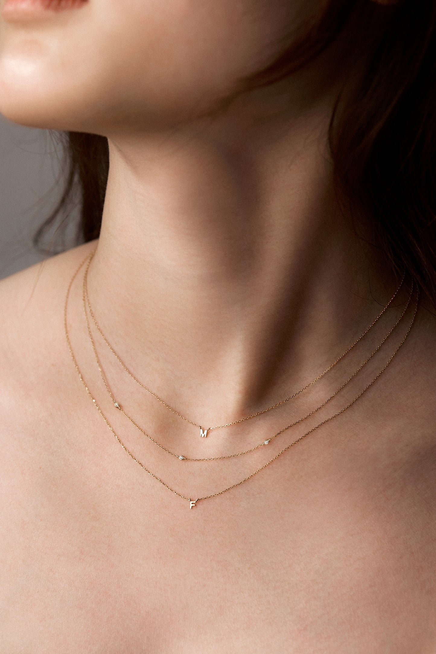9K Solid Gold Initial Charm Necklace