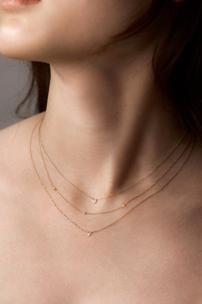 9K Solid Gold Initial Charm Necklace