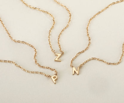 9K Solid Gold Initial Charm Necklace