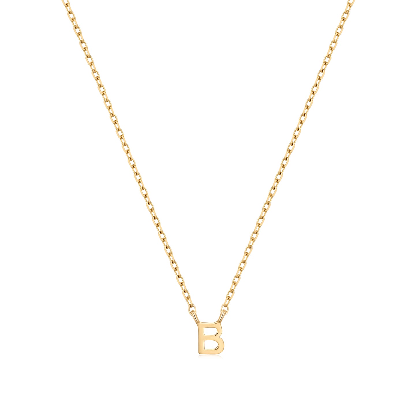 9K Solid Gold Initial Charm Necklace