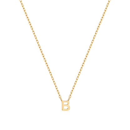 9K Solid Gold Initial Charm Necklace